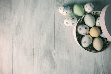 Vintage Holiday background with Easter eggs