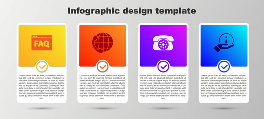 Set Browser FAQ, Telephone 24 hours support, and Information. Business infographic template. Vector
