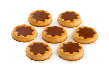 Biscuit, cookie with chocolate isolated on a white background.
