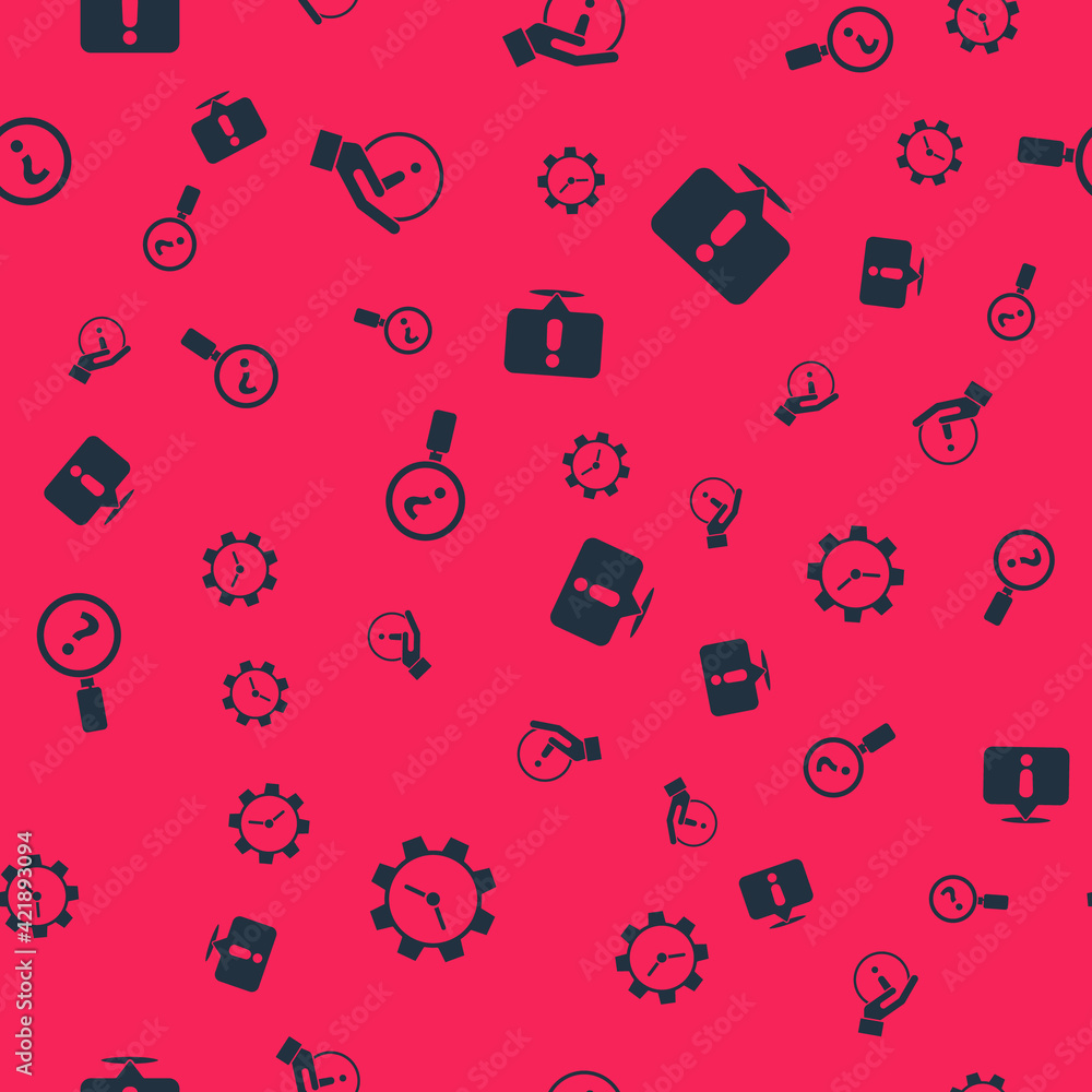 Poster set time management, information, unknown search and on seamless pattern. vector