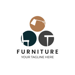 furniture modern color icon logo vector illustration template design. lamp, chair, table logo