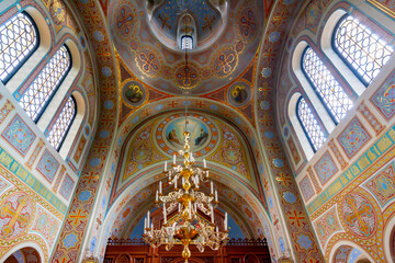 Fototapeta na wymiar Interior of Church of Christ's Resurrection in Foros, Crimea
