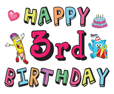 Happy 3rd Birthday for 3 year old Kids Teens Children B-day