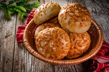 Fresh breakfast rolls with cheese.