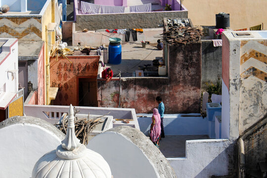 Indien_Rajasthan - Fort Deogarh: Blick auf die D&auml;cher der Stadt