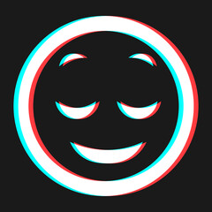 Cartoon smile emoticon symbol, icon in 3d effect with blue and red color
