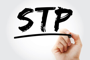 STP - Situation Target Path acronym with marker, business concept background