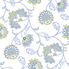Jacobean seamless vector design, Cool color combo