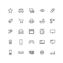 Vector linear set of icons for online store, website and application development 
