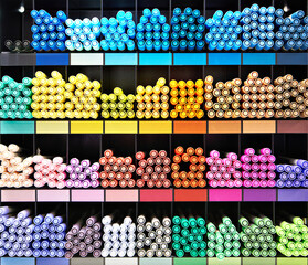 Colored markers on store