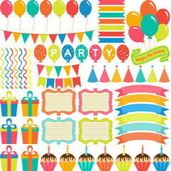 Birthday party package of digital elements