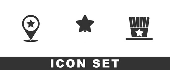 Fototapeta premium Set USA Independence day, Balloon and Patriotic American top hat icon. Vector