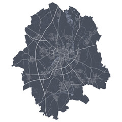 Fototapeta premium Münster map. Detailed map of Münster city poster with streets. Cityscape vector.