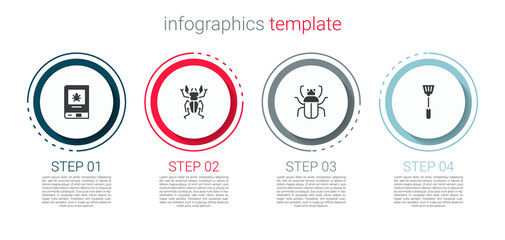 Set Book about insect, Beetle deer, Stink bug and Fly swatter. Business infographic template. Vector