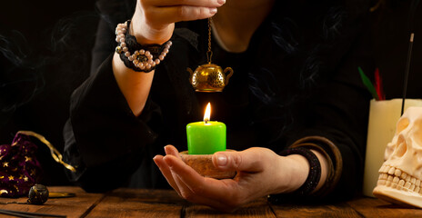 Fortune-teller or oracle with objects for fortune-telling during the session. Psychic readings and...