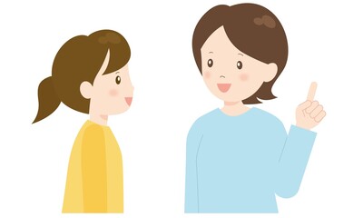 笑顔で話し合うママと女の子