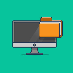 computer file folder illustration design. flat cartoon style