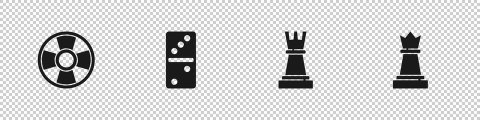 Set Casino chip, Domino, Chess and icon. Vector