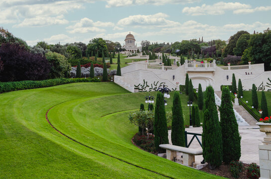 Shrine of the Bab and Bahai gardens on the slopes of the Carmel Mountain. Bahai World Center in Haifa, Israel.