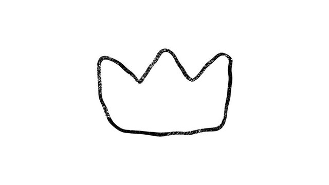 Crown silhouette symbol element drawn by hand. Motion graphics