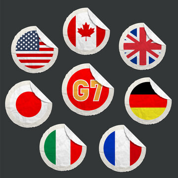 Emblems Of Countries G7 On A Paper Label