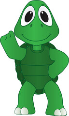 A friendly cute turtle smiling on a sunny day