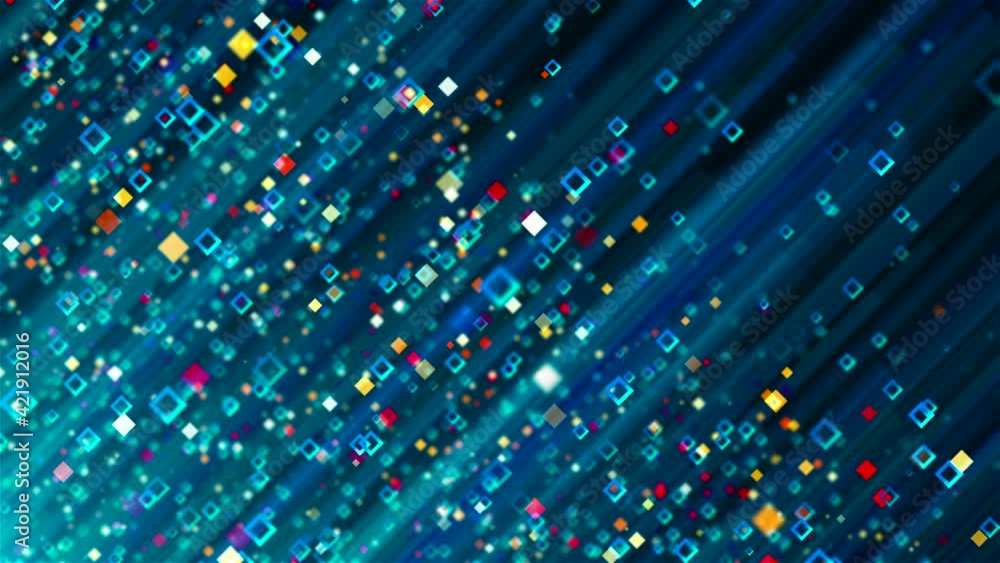 Poster digital backdrop with stroke particles, computer generated. 3d render streaming data