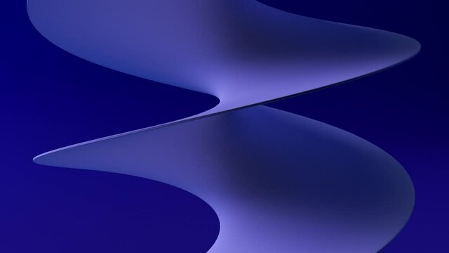 3d render animation of a helix spiral shape rotating in place. 4k whimsical motion graphics background. Blue color palette. Hypnotic and calming concept. Seamless loop.