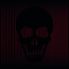 Black red skull wallpaper. Red striped skull vector on black background