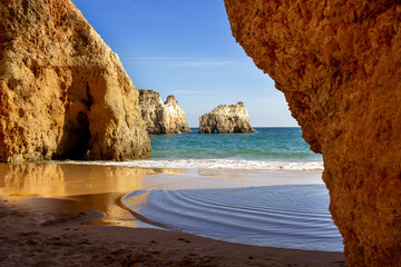 View of the "Tr&ecirc;s Irm&atilde;os" beach in the Algarve