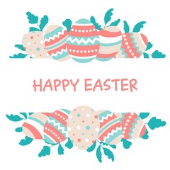 Easter eggs. Seamless vector pattern with colorful easter eggs. Happy Easter. Eggs for Easter holidays design concept. Vector Illustration flat style design for invitations, prints, wrapping paper