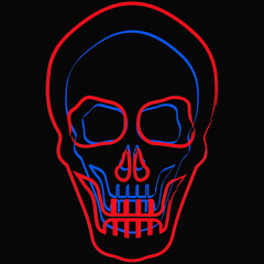 Outline vector skull red blue wallpaper