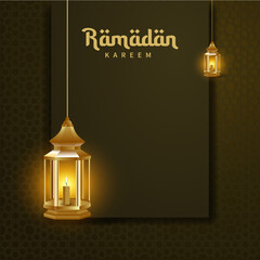 Ramadan Kareem islamic greeting with traditional lantern