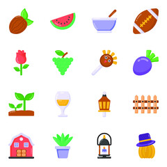 
Pack of Food and Agriculture Flat Icons 

