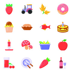 
Pack of Healthy Food Flat Icons 

