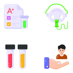 
Pack of Medical Accessories Flat Icons 

