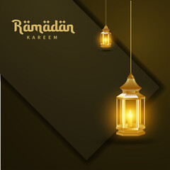 Ramadan Kareem islamic greeting with traditional lantern