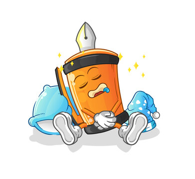 recommend clip art: pen sleeping character. cartoon mascot vector