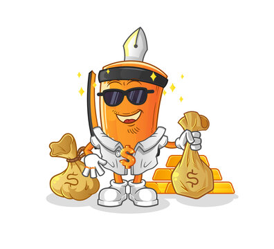 recommend clip art: pen rich character. cartoon mascot vector