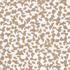 Seamless burlap with white paint pattern overlay. High quality illustration. Real burlap fabric texture with digital pattern on top for print in various surface design uses. Great for interiors.