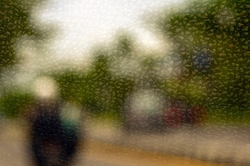 Defocused abstract background of a view behind a glass surface with shallow focus