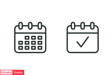 Calendar line icon. Simple outline style. Date, planner, pictogram, day, month, schedule, time event organizer symbol concept. Vector illustration isolated on white background. Editable stroke EPS 10.