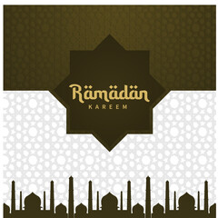 Ramadan kareem greeting card on islamic pattern background