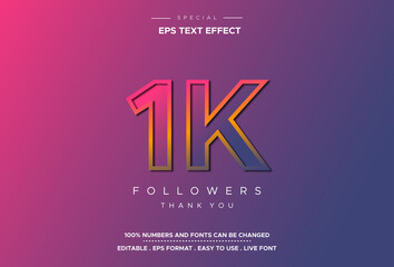 Follower 1k number text effect