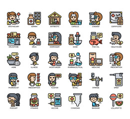 Set of Pharmacy thin line and pixel perfect icons for any web and app project.