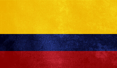 Grunge Columbia flag. Columbia flag with waving grunge texture.