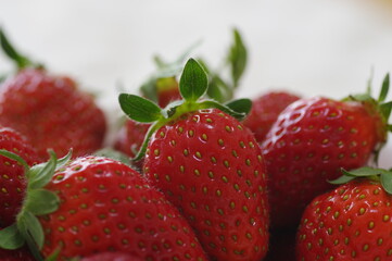 白い食器に入った新鮮な苺