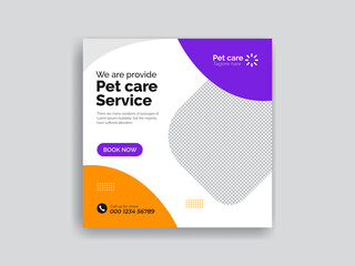  Pet care service promotional banner ads design. Pet care social media post Template or web banner template.