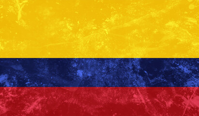 Grunge Columbia flag. Columbia flag with waving grunge texture.