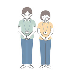 介護士／男女　お辞儀